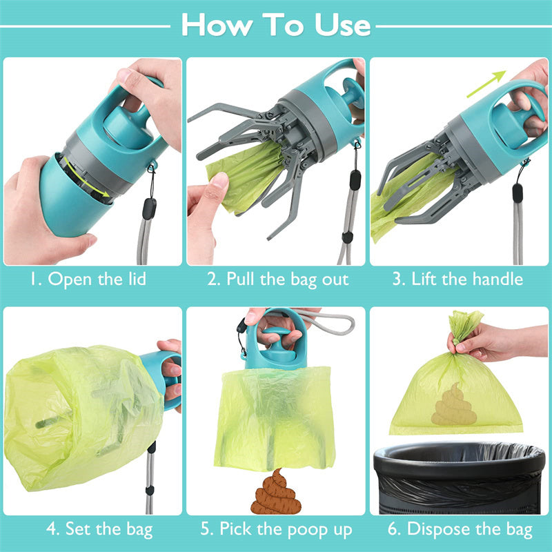 Portable Dog Pooper Scooper with Bag Dispenser & Shovel